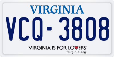 VA license plate VCQ3808