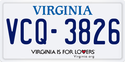 VA license plate VCQ3826