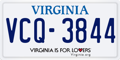 VA license plate VCQ3844