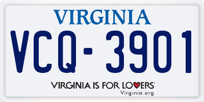 VA license plate VCQ3901