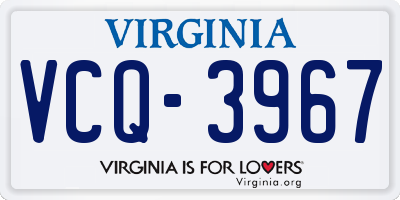 VA license plate VCQ3967