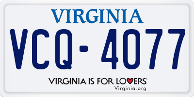 VA license plate VCQ4077