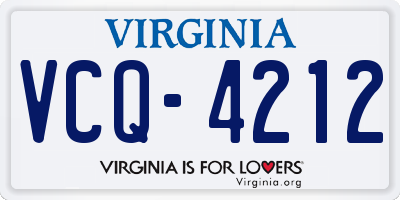 VA license plate VCQ4212