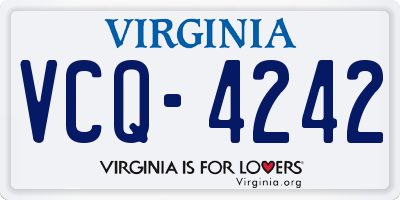 VA license plate VCQ4242