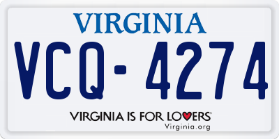 VA license plate VCQ4274