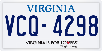 VA license plate VCQ4298