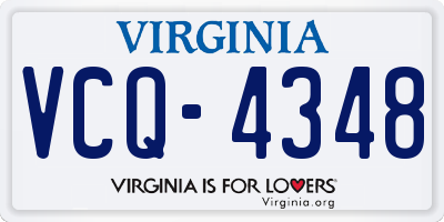 VA license plate VCQ4348