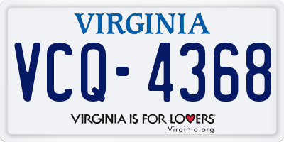 VA license plate VCQ4368