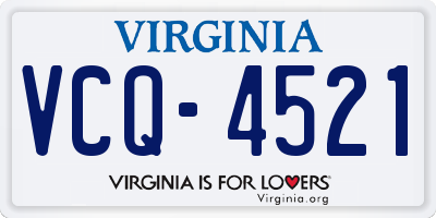 VA license plate VCQ4521