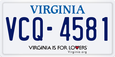 VA license plate VCQ4581