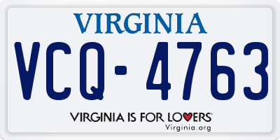 VA license plate VCQ4763
