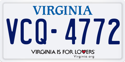 VA license plate VCQ4772