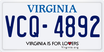 VA license plate VCQ4892