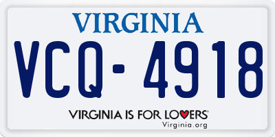VA license plate VCQ4918