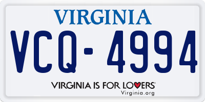 VA license plate VCQ4994