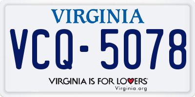 VA license plate VCQ5078