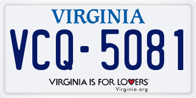 VA license plate VCQ5081