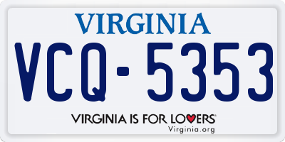 VA license plate VCQ5353