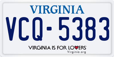 VA license plate VCQ5383