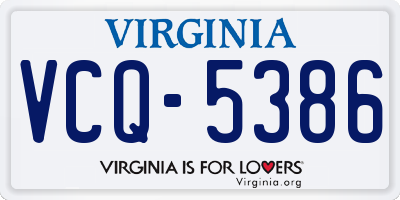 VA license plate VCQ5386