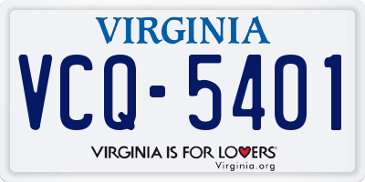 VA license plate VCQ5401
