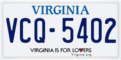 VA license plate VCQ5402
