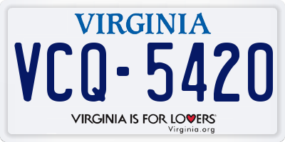 VA license plate VCQ5420