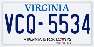 VA license plate VCQ5534