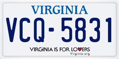 VA license plate VCQ5831