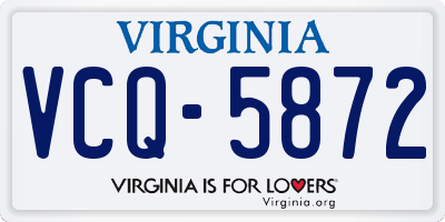 VA license plate VCQ5872