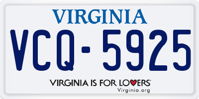 VA license plate VCQ5925