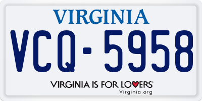 VA license plate VCQ5958