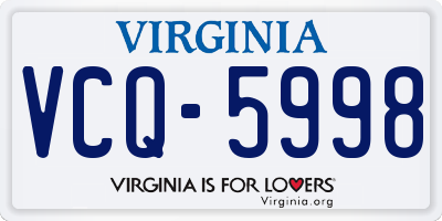 VA license plate VCQ5998