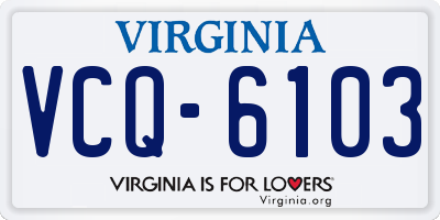 VA license plate VCQ6103