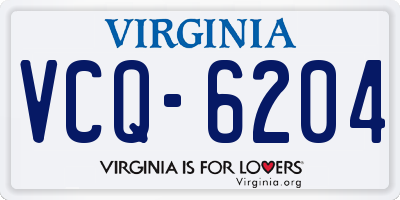 VA license plate VCQ6204
