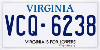 VA license plate VCQ6238