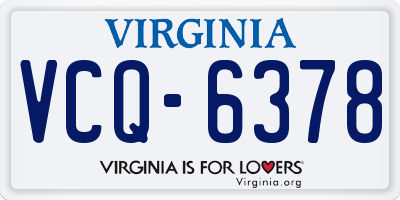 VA license plate VCQ6378
