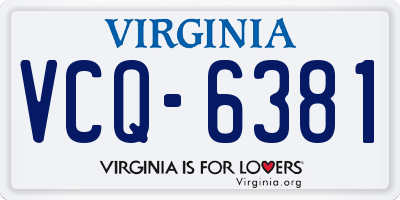 VA license plate VCQ6381