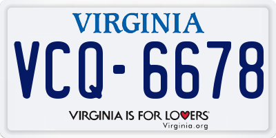 VA license plate VCQ6678
