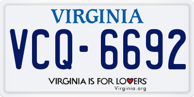 VA license plate VCQ6692