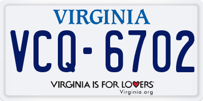 VA license plate VCQ6702