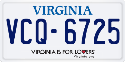 VA license plate VCQ6725