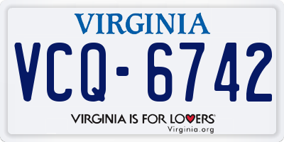 VA license plate VCQ6742