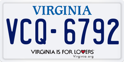 VA license plate VCQ6792
