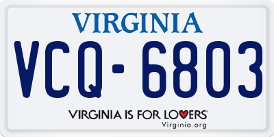 VA license plate VCQ6803