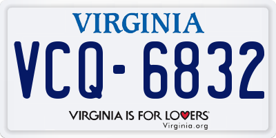 VA license plate VCQ6832