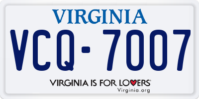 VA license plate VCQ7007