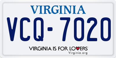 VA license plate VCQ7020