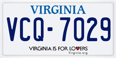 VA license plate VCQ7029