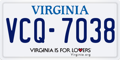 VA license plate VCQ7038